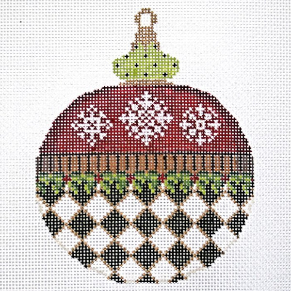 Needlepoint Handpainted Kelly Clark Christmas Snowflakes Ornament