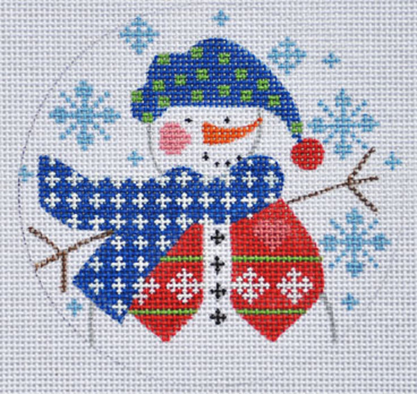 Needlepoint Handpainted CHRISTMAS Danji Ornament Snowman with Vest
