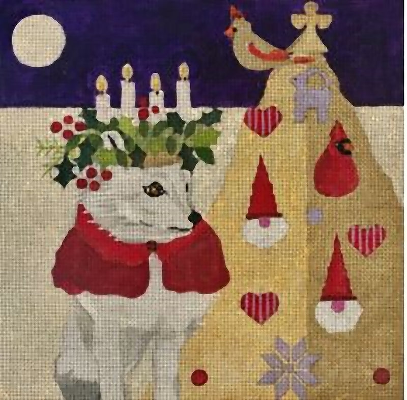 Needlepoint Handpainted Christmas Melissa Prince St Lucia Fox 10x10