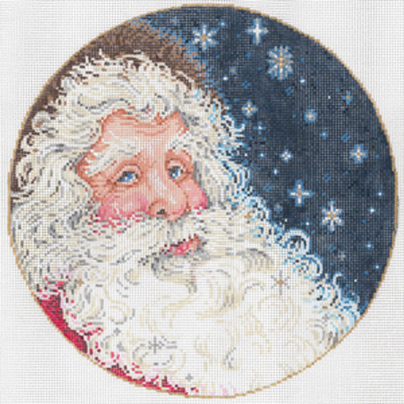 Needlepoint Handpainted Sandra Gilmore Starlight Santa 8"
