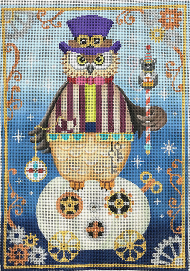 Needlepoint Handpainted Brenda Stofft Steampunk Owl 7x10