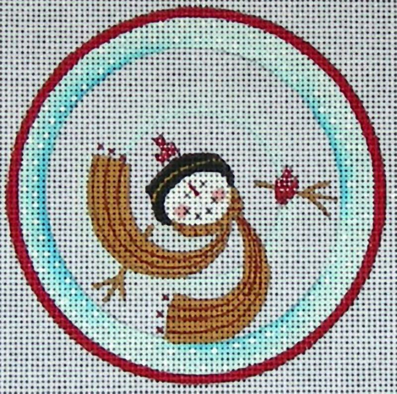 Needlepoint Handpainted Christmas Ewe Eye Swirling Snowman B 4"