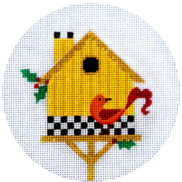 Needlepoint HandPainted JP Needlepoint Taxicab Birdhouse 4.5"