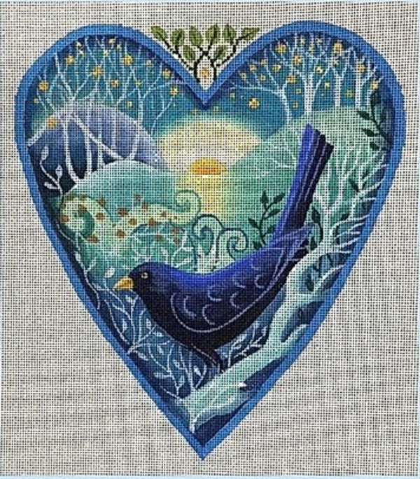Needlepoint Handpainted Brenda Stofft First Song Heart 8x9