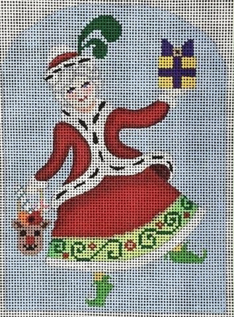 Needlepoint Handpainted Christmas Brenda Stofft Tis the Season Mrs Claus 4x6
