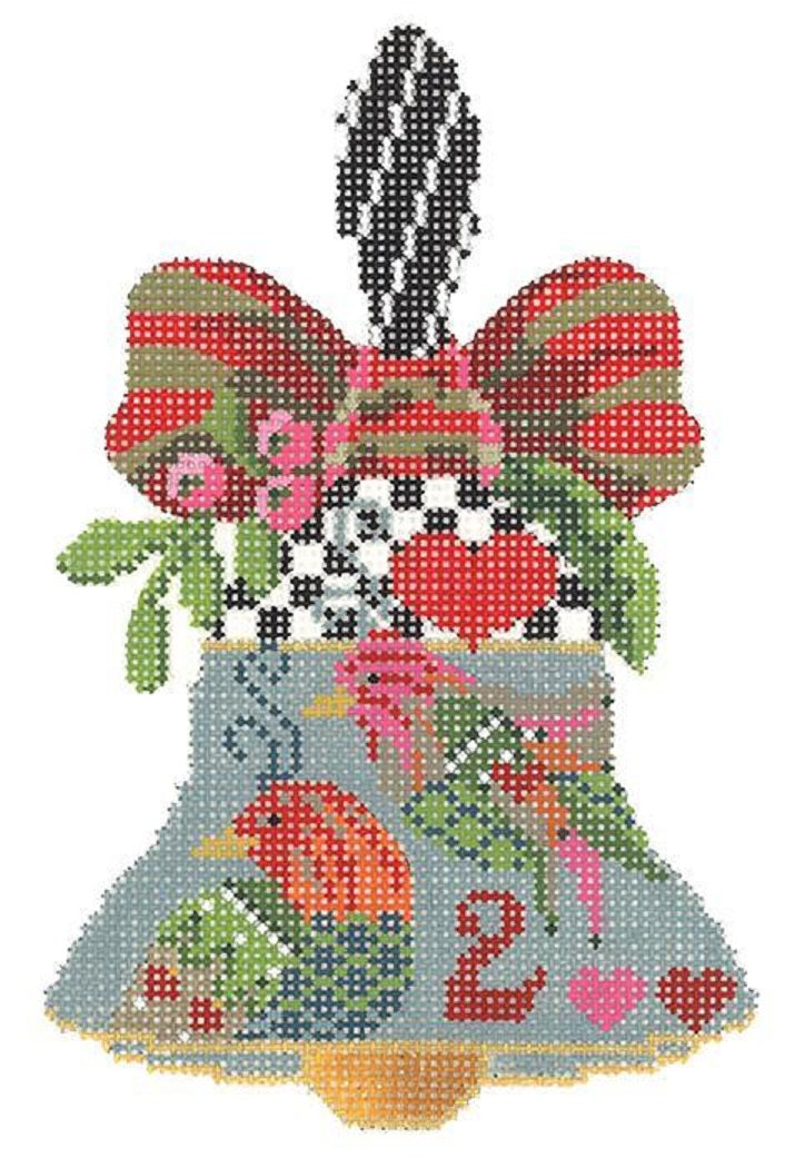 Needlepoint Handpainted CHRISTMAS Kelly Clark Bell Turtle Doves – CL ...