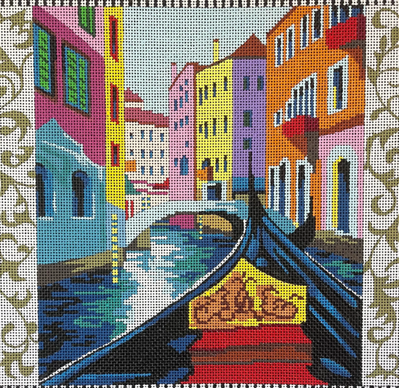 Needlepoint Handpainted Colors of Praise Venice Gondola 11x11
