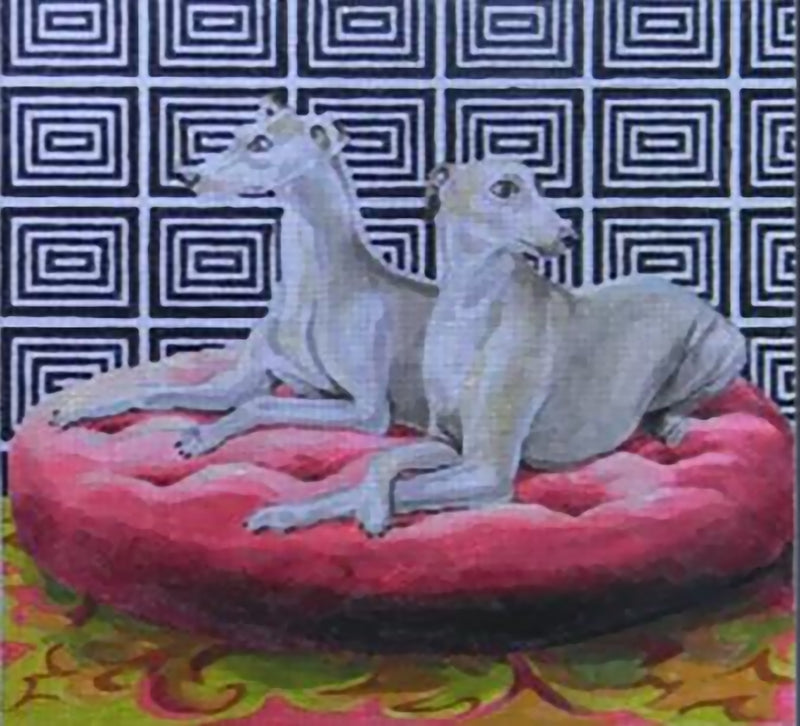 Needlepoint Handpainted Colors of Praise Whippets 15x12