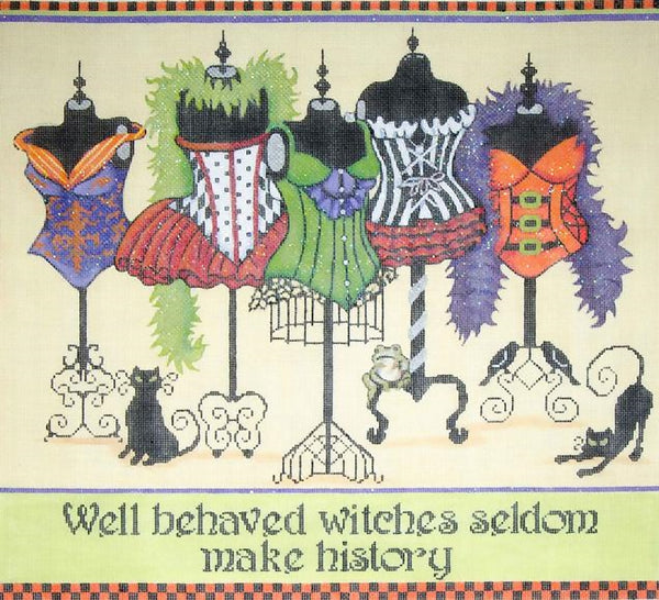 Needlepoint Handpainted Halloween Witchs Corsets Share Ones Ideas 15x15