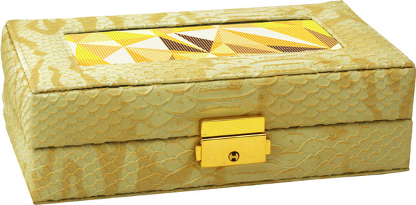 Needlepoint Lee Jewelry Case Leather Yellow - Canvas Sold Separately
