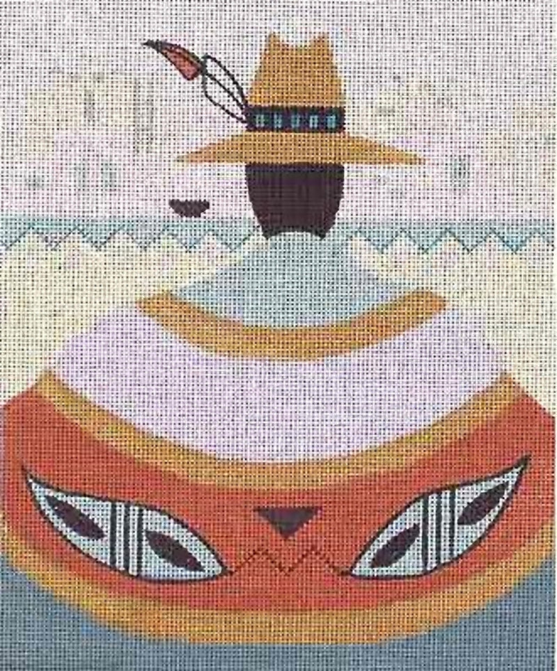 Needlepoint Handpainted Sundance Designs Zuni Man w/Stitch Guide 9x11