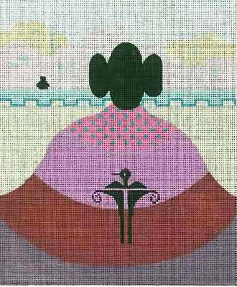 Needlepoint Handpainted Sundance Designs Zuni Woman w/Stitch Guide 9x11